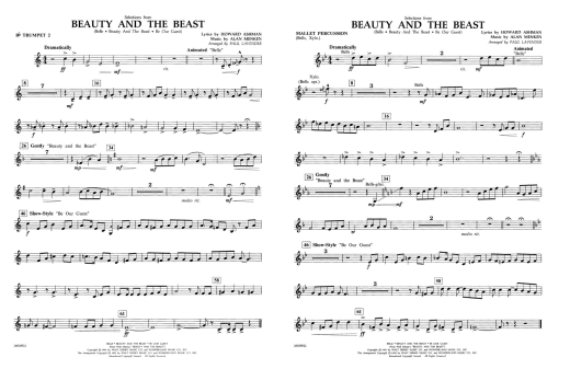 Selections from Beauty and the Beast - Ashman /Menken /Lavender - Concert Band - Gr. 2