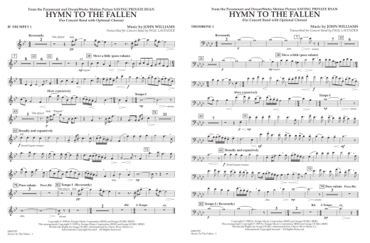 Hymn to the Fallen (from Saving Private Ryan) - Williams/Lavender - Concert Band/opt. Chorus - Gr. 4-5