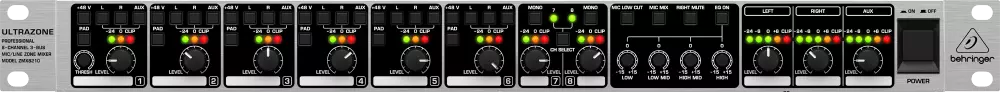 8 Channel 3 Bus Mic/Line Mixer w/Remote Control