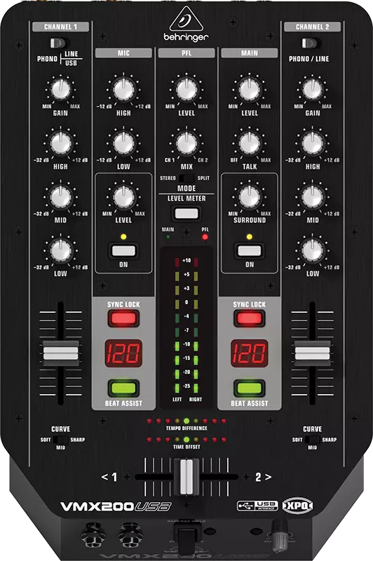 2 Channel DJ Mixer w/Usb Audio Interface