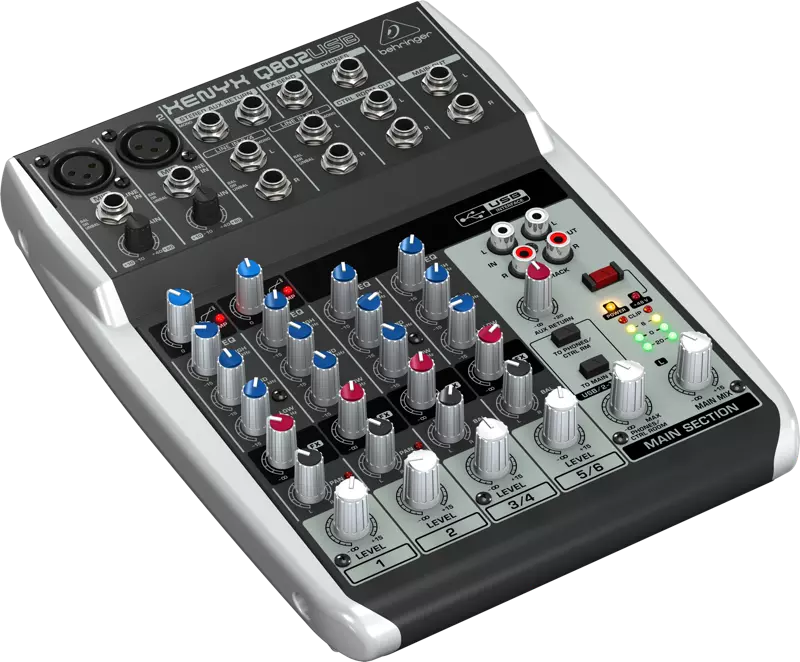 8 Input 2 BUS Mixer w/USB Audio Interface