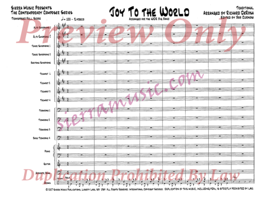 Joy To The World - Traditional/DeRosa - Jazz Ensemble - Gr. 3