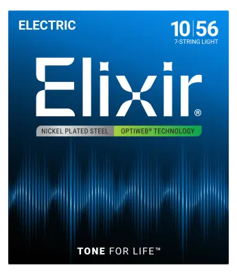 Elixir Strings - 7-String Electric Guitar Strings with OPTIWEB Technology, Light (.010-.056)