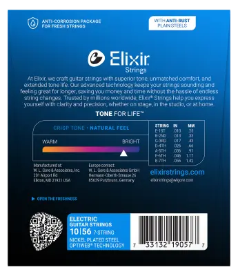 7-String Electric Guitar Strings with OPTIWEB Technology, Light (.010-.056)