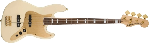 40th Anniversary Jazz Bass, Gold Edition, Laurel Fingerboard - Olympic White