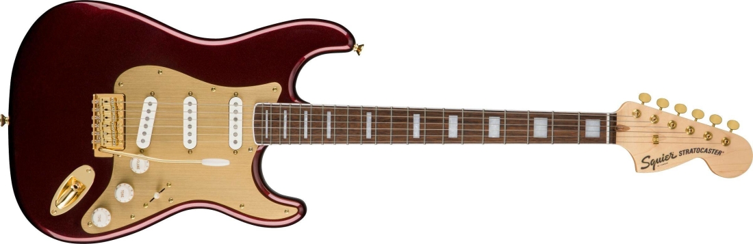 40th Anniversary Stratocaster, Gold Edition, Laurel Fingerboard - Ruby Red Metallic