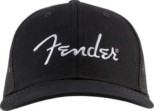 Fender Silver Thread Logo Snapback Trucker Hat, Black, One Size Fits Most