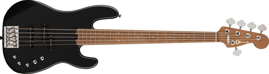 Pro-Mod San Dimas Bass PJ V, Caramelized Maple Fingerboard - Metallic Black