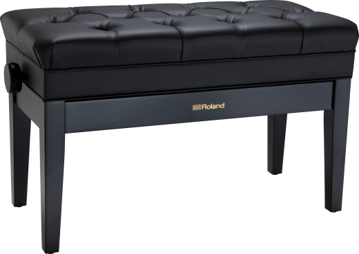 Duet Piano Bench w/Adjustable Height, Cushion and Storage - Black