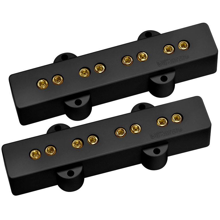 Bass Model J Pickup Set - Black with Gold Poles