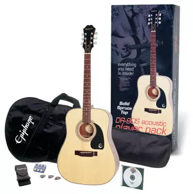 DR-90 Acoustic Guitar Player Pack - Natural Solid Top