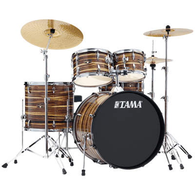 Imperialstar 5-Piece Drumkit (20,10,12,14,SD) with Hardware and Cymbals - Coffee Teak Wrap