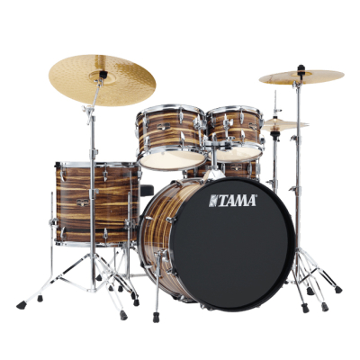 Tama - Imperialstar 5-Piece Drum Kit (22,10,12,16,SD) with Cymbals and Hardware - Coffee Teak Wrap