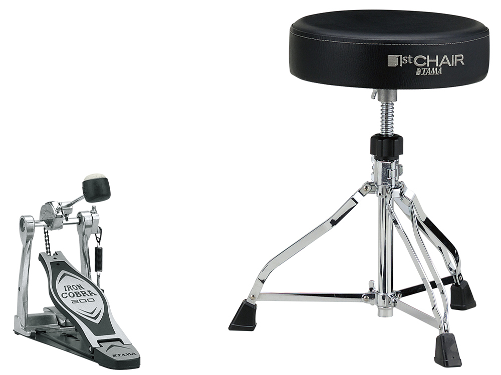 Hardware Pack with Iron Cobra Pedal and 1st Chair Round Seat Drum Throne