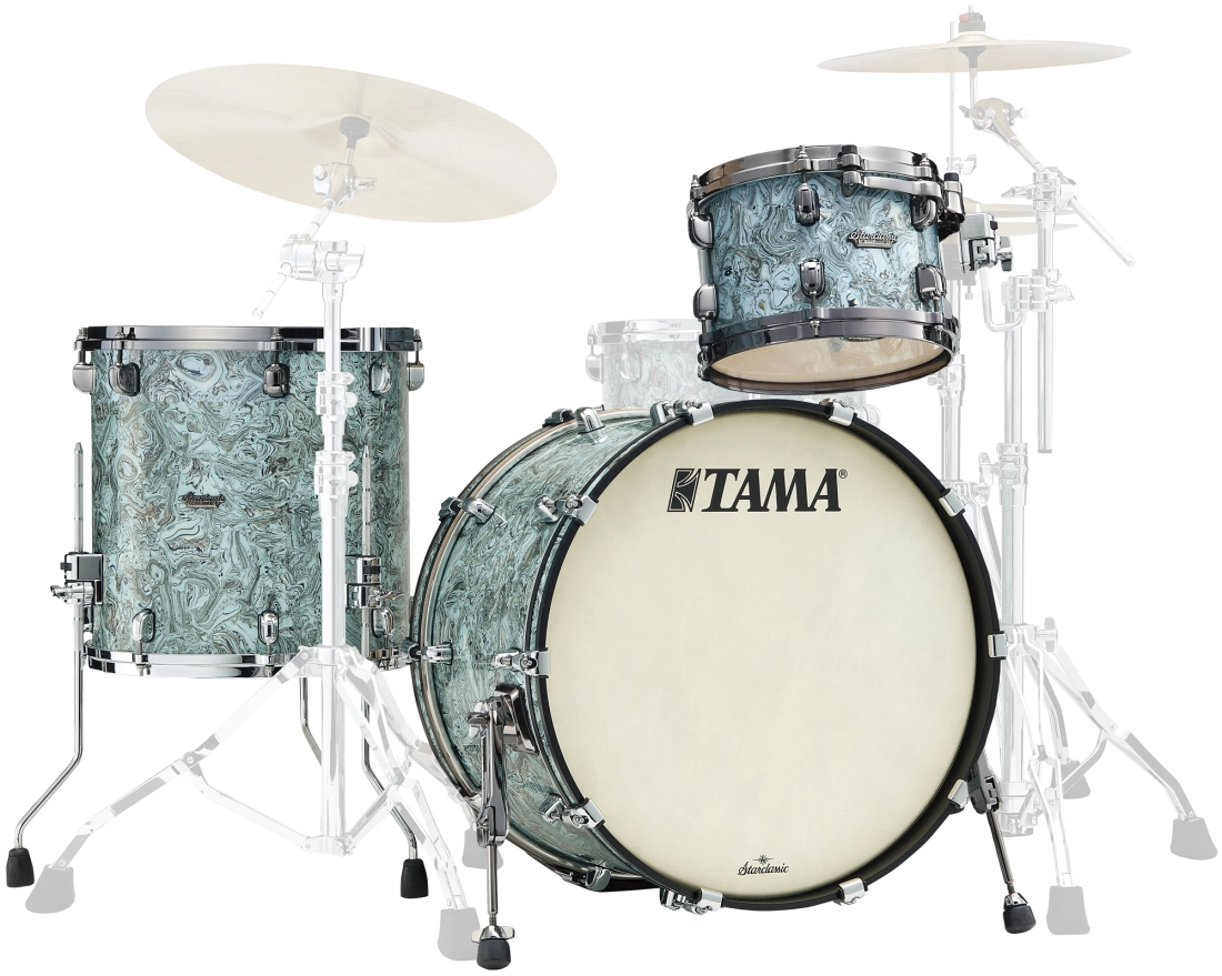 Starclassic Maple 3-Piece Shell Pack (22,12,16) with Black Nickel Hardware - Sky Blue Swirl