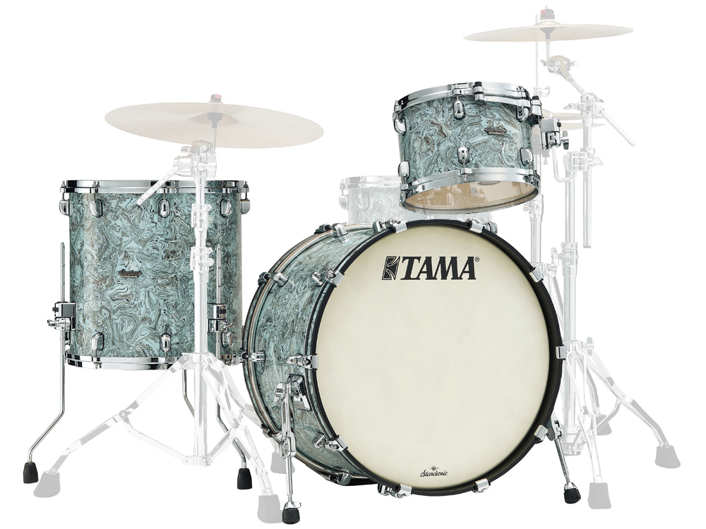 Starclassic Maple 3-Piece Shell Pack (22,12,16) with Chrome Shell Hardware - Sky Blue Swirl