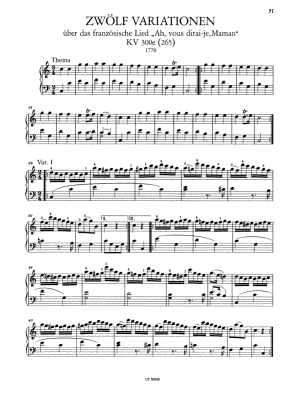 Variations for Piano, Vol 1 - Mozart - Piano - Book