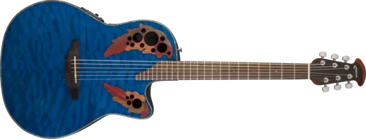 Ovation - Celebrity Elite+ Mid Depth Acoustic/Electric - Trans Blue Quilted Maple