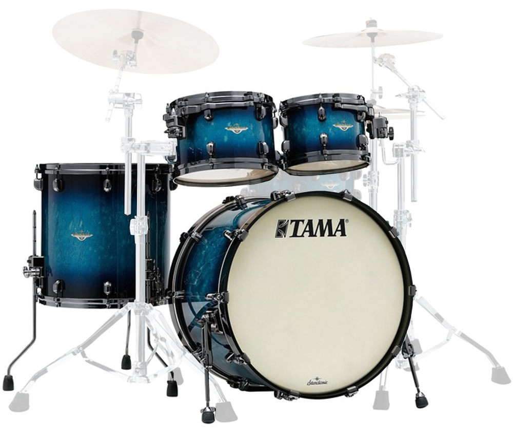 Starclassic Maple 4-Piece Shell Pack (22,10,12,16) with Black Nickel Shell Hardware - Molten Electric Blue