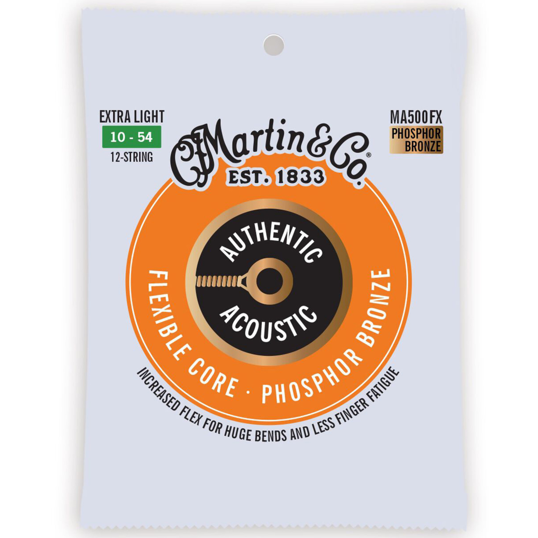 Authentic Acoustic Flexible Core Strings for 12 String Guitar - 10-54 Extra Light Phosphor Bronze