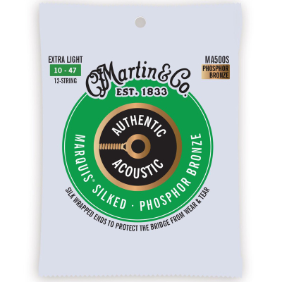 Martin Guitars - Authentic Acoustic Marquis Silked Guitar Strings for 12 String Guitar - 10-47 Extra Light Phosphor Bronze