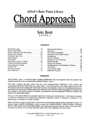 Alfred\'s Basic Piano: Chord Approach Solo Book 1 - Palmer/Manus/Lethco - Piano - Book