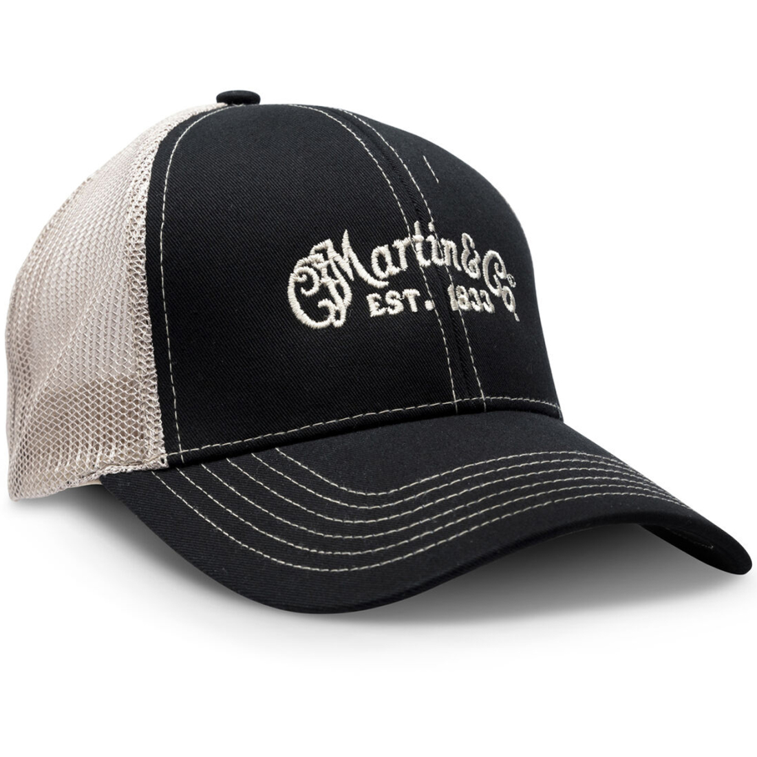 Mesh Trucker Hat with Martin Logo - Black/Tan