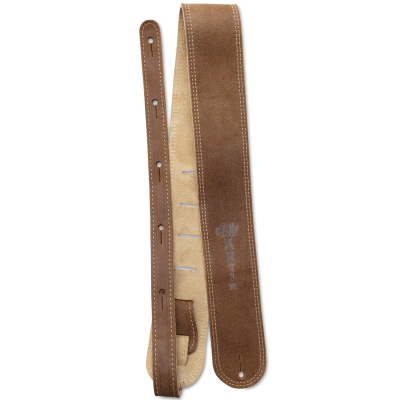 Suede Distressed Leather Guitar Strap with Martin Logo - Brown