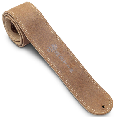Suede Distressed Leather Guitar Strap with Martin Logo - Brown
