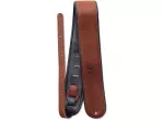 Premium Rolled Leather Guitar Strap with Embossed Logo - Brown