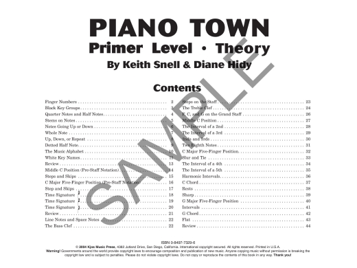 Piano Town: Theory, Primer Level - Hidy/Snell - Piano - Book
