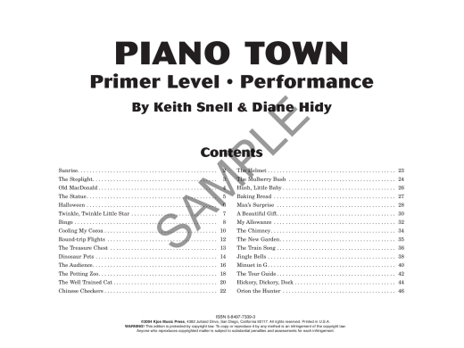 Piano Town: Performance, Primer Level - Hidy/Snell - Piano - Book