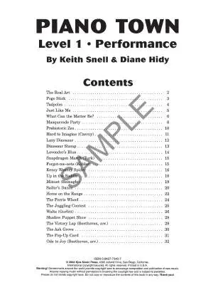 Piano Town: Performance, Level 1 - Hidy/Snell - Piano - Book