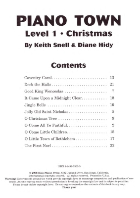 Piano Town: Christmas, Level 1 - Hidy/Snell - Piano - Book