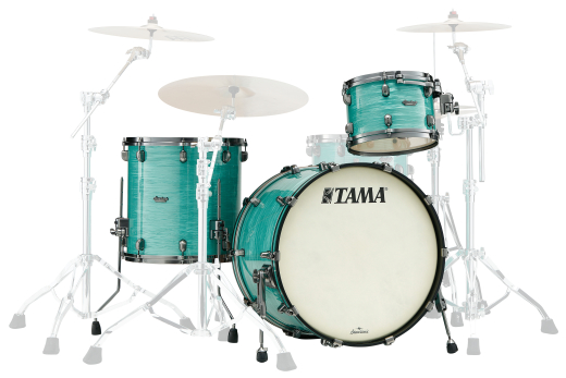 Starclassic Maple 3-Piece Shell Pack (22,12,16) with Smoked Black Nickel Shell Hardware - Surf Green Silk