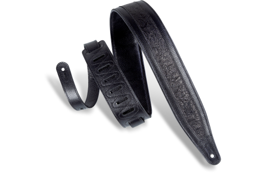 Levys - 2.5 Deluxe Series Florentine Embossed Leather Guitar Strap - Black
