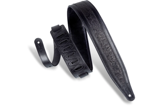 2.5\'\' Deluxe Series Florentine Embossed Leather Guitar Strap - Black