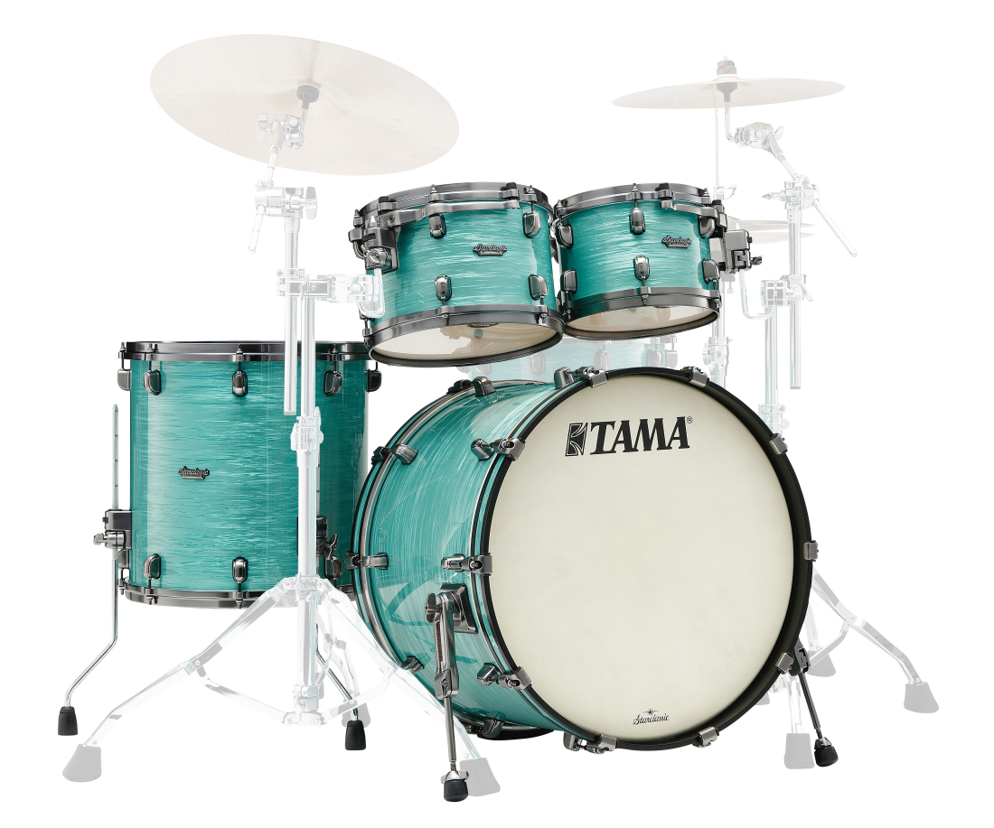 Starclassic Maple 4-Piece Shell Pack (22,10,12,16) with Smoked Black Nickel Shell Hardware - Surf Green Silk