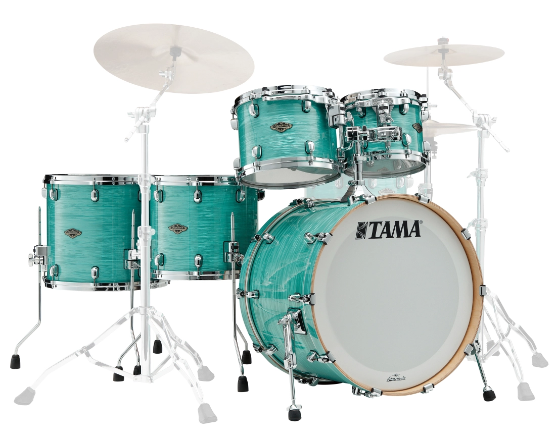 Starclassic Walnut/Birch 5-Piece Shell Pack (22,10,12,14,16) - Surf Green Silk