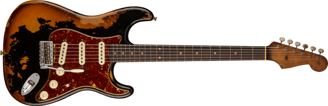 Limited Edition Roasted \'61 Stratocaster Super Heavy Relic, Rosewood Fingerboard - Aged Black over 3-Colour Sunburst