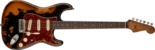 Limited Edition Roasted \'61 Stratocaster Super Heavy Relic, Rosewood Fingerboard - Aged Black over 3-Colour Sunburst