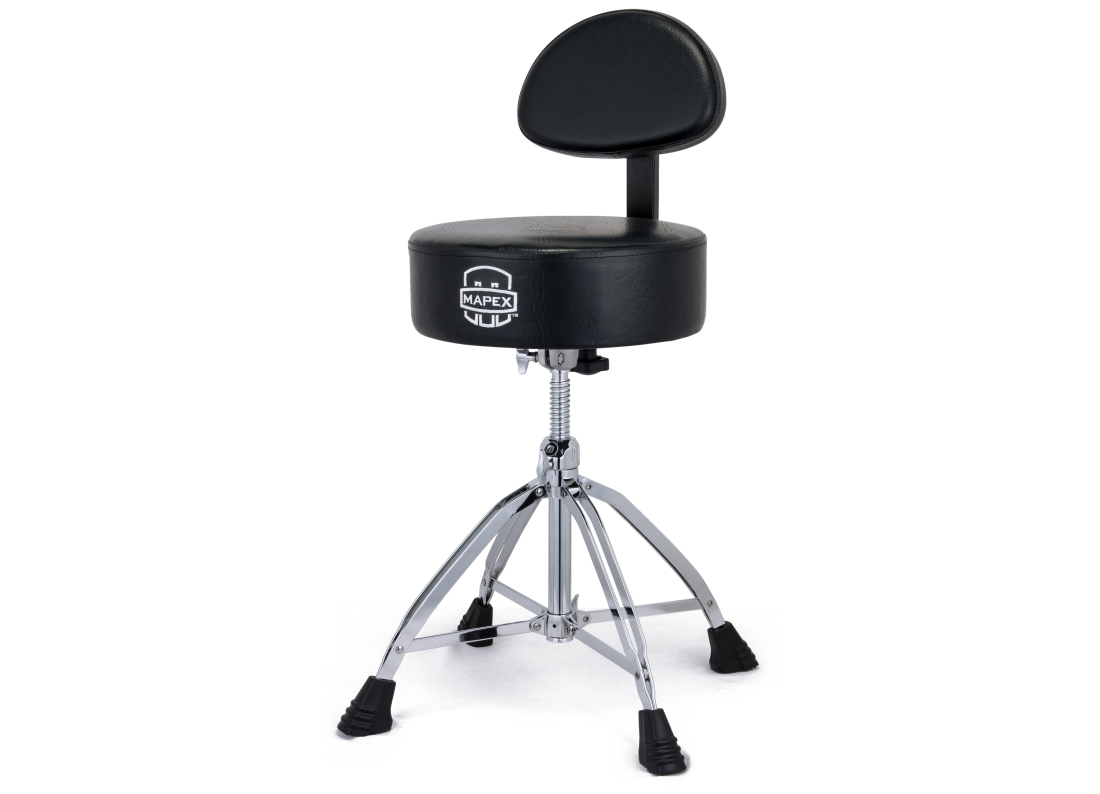 T870 Round Top Drum Throne with Back Rest and Double-Braced Quad Legs