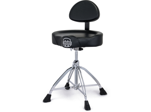 Mapex - T875 Saddle Top Drum Throne with Back Rest and Double-Braced Quad Legs