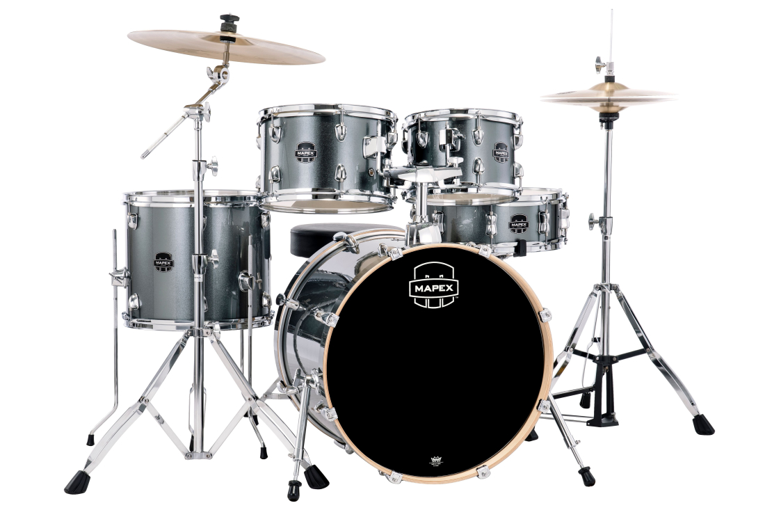 Venus 5-Piece Drum Kit (20,10,12,14,SD) with Cymbals and Hardware - Steel Blue Metallic