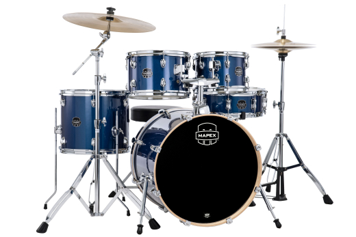 Venus 5-Piece Drum Kit (20,10,12,14,SD) with Cymbals and Hardware - Blue Galaxy Sparkle