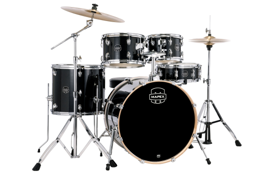 Venus 5-Piece Drum Kit (22,10,12,16,SD) with Cymbals and Hardware - Black Galaxy Sparkle
