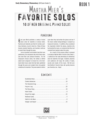 Martha Mier\'s Favorite Solos, Book 1 - Piano - Book