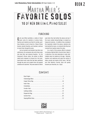 Martha Mier\'s Favorite Solos, Book 2 - Piano - Book