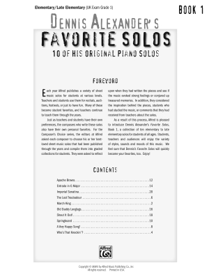 Dennis Alexander\'s Favorite Solos, Book 1 - Piano - Book