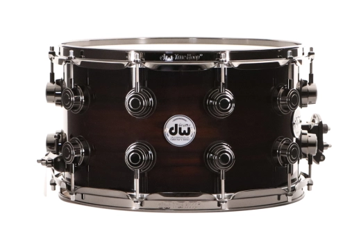 Drum Workshop - SSC Exotic Snare 8 x 14 with Black Nickel Hardware - Candy Black Burst Over Moabi